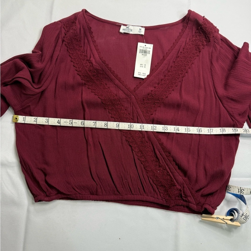 Hollister Red Crop Wrap Blouse Short Sleeve